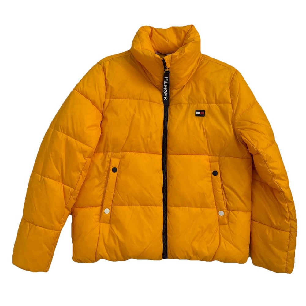 Tommy Hilfiger Sport Puffer Jacket Insulated Women's Medium Yellow Full Zip